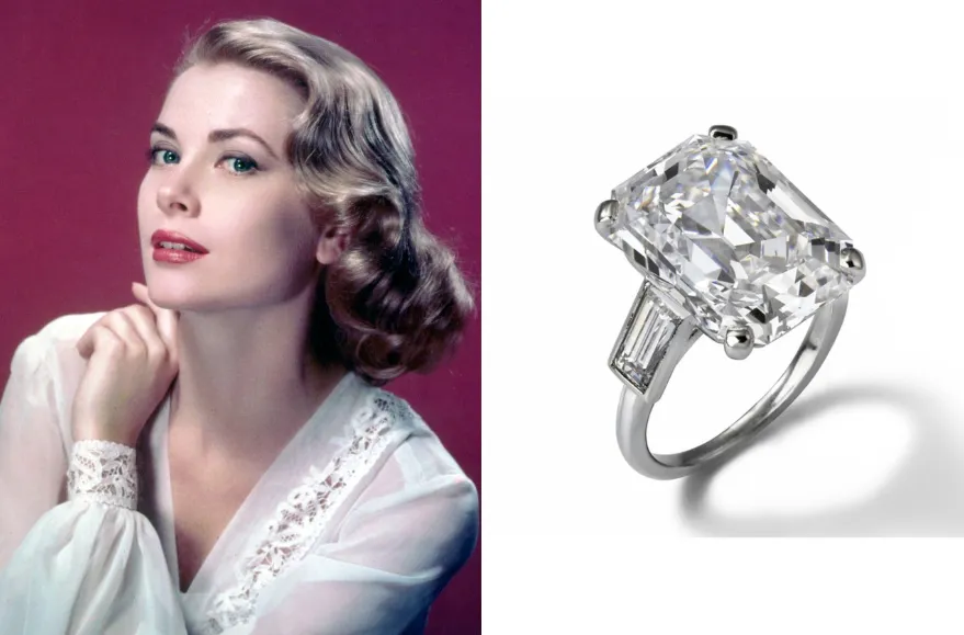 Custom Cut 10.5-11ct August Vintage Emerald Cut Diamond Lab Grown Diamond in Grace Kelly Setting