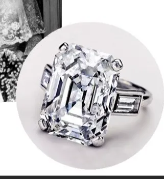 Custom Cut 10.5-11ct August Vintage Emerald Cut Diamond Lab Grown Diamond in Grace Kelly Setting