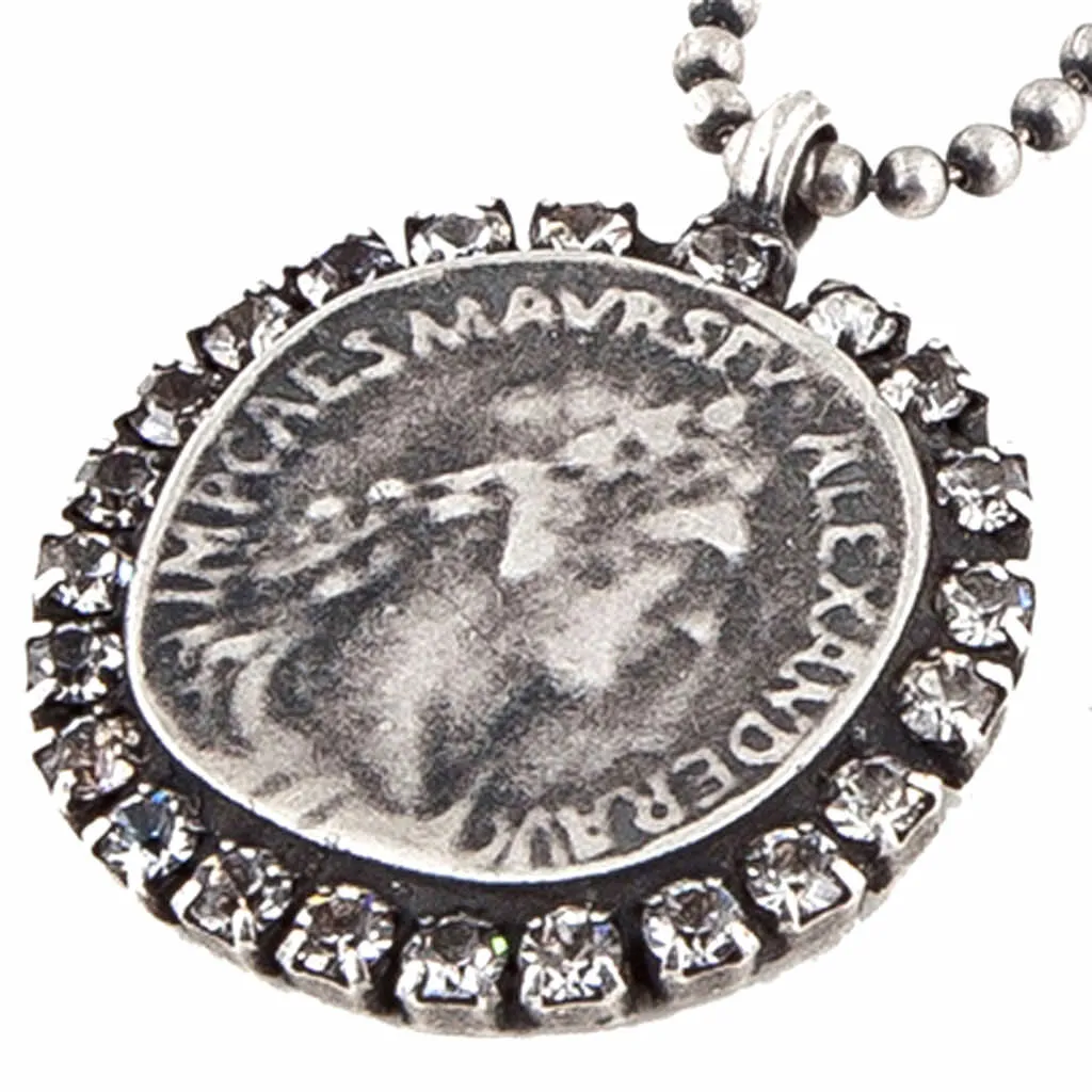 Diamante Ancient Roman Coin Ball Chain Necklace