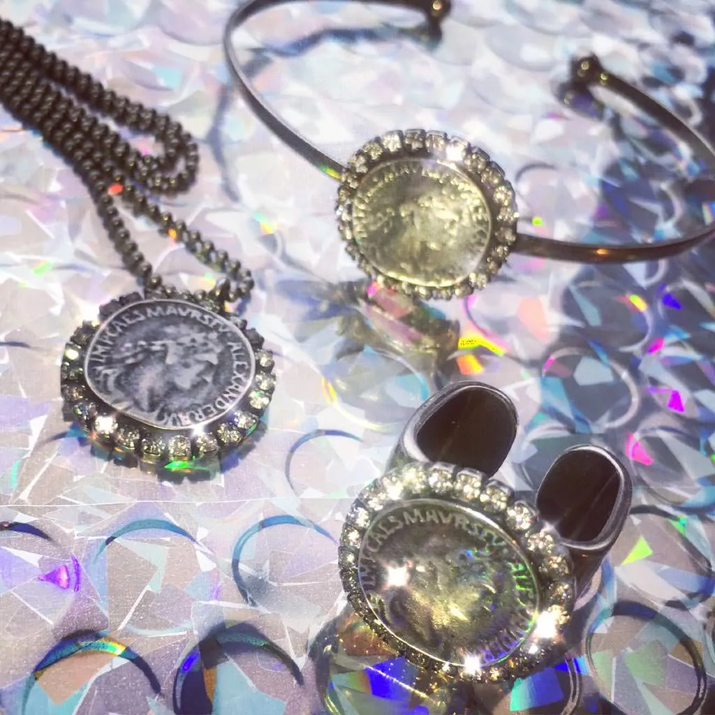Diamante Ancient Roman Coin Ball Chain Necklace