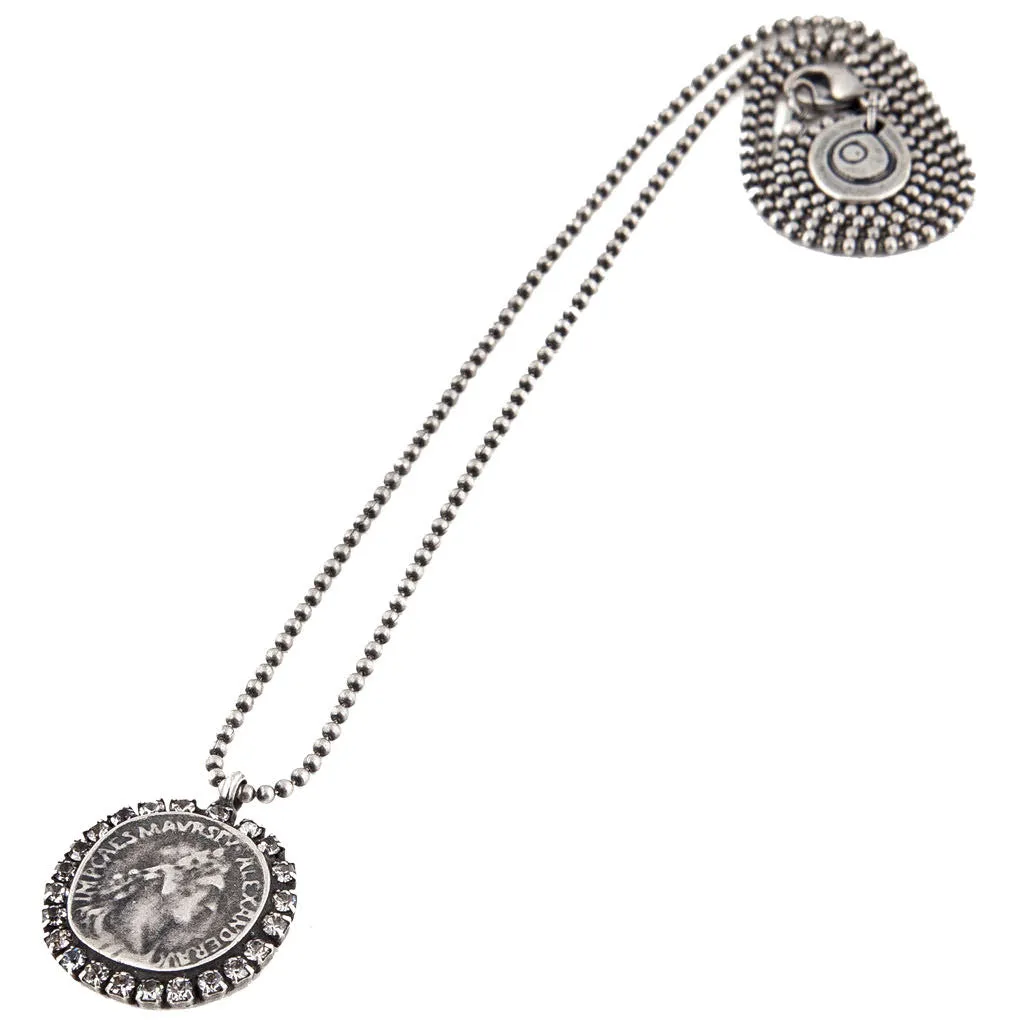 Diamante Ancient Roman Coin Ball Chain Necklace