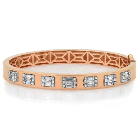 Diamond Baguette Cluster Illusion Cuff Bracelet