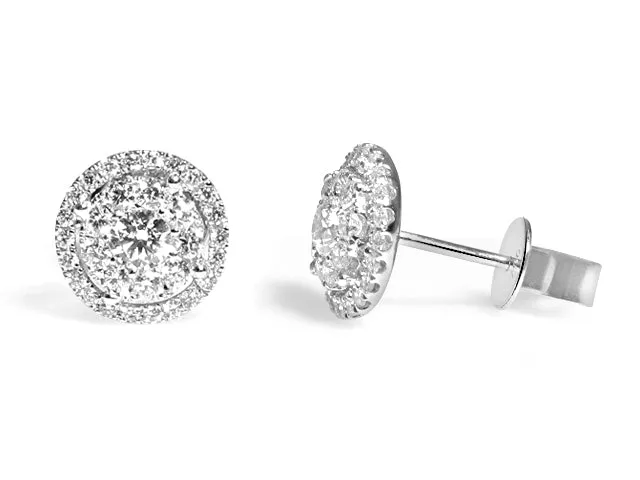 Diamond Cluster Earrings with Halo