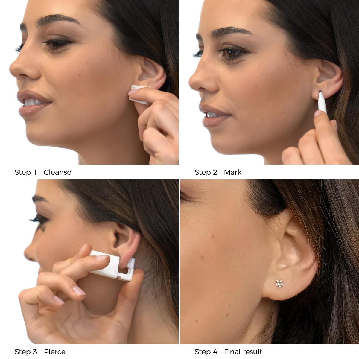 Ear Piercing Daisy Crystal 14K Yellow Gold Self Piercer