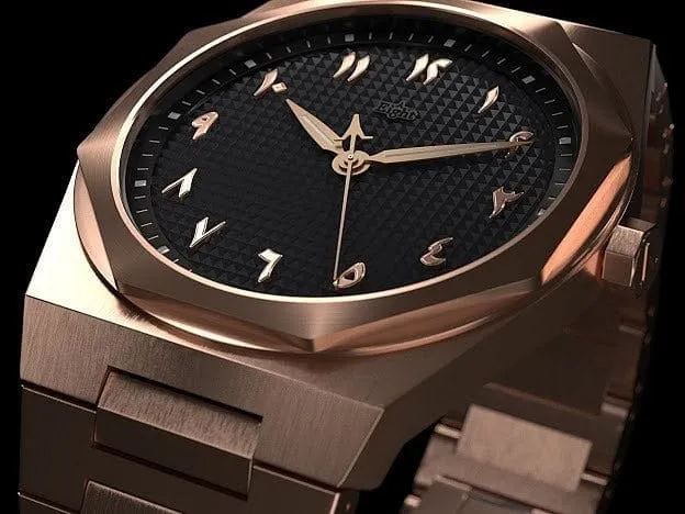 Eight Kuwait Arabia Stainless Steel Rose Gold 41 MM Swiss Quartz Unisex