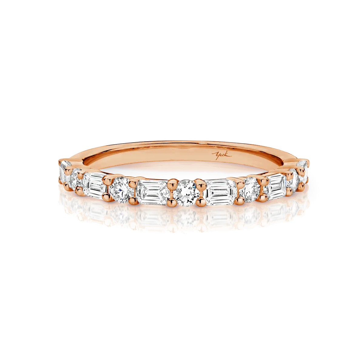 Emerald Cut & Round Brilliant Cut Diamond Wedding Ring