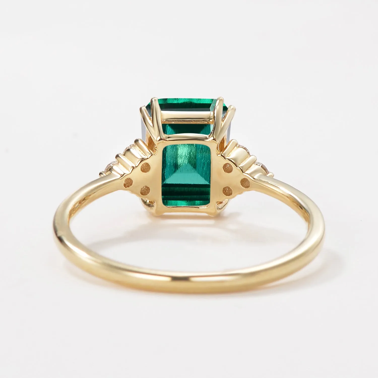Emerald Cut Emerald & Moissanite Yellow Gold Ring
