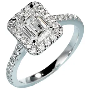 Emerald Cut Lab-Grown Diamond Halo Engagement Ring