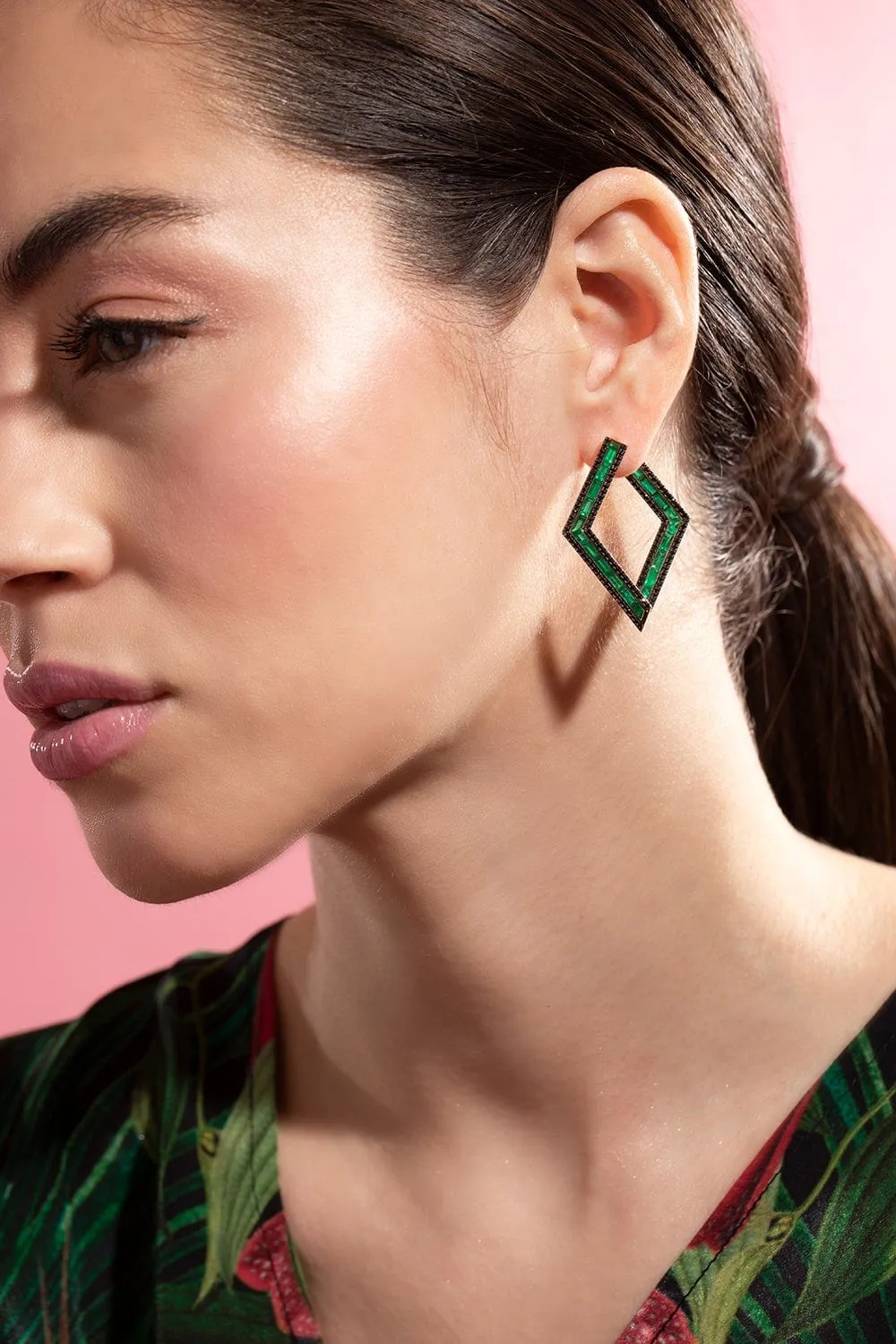 Emerald Origami Earrings