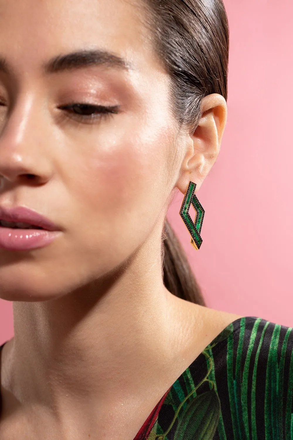 Emerald Origami Earrings