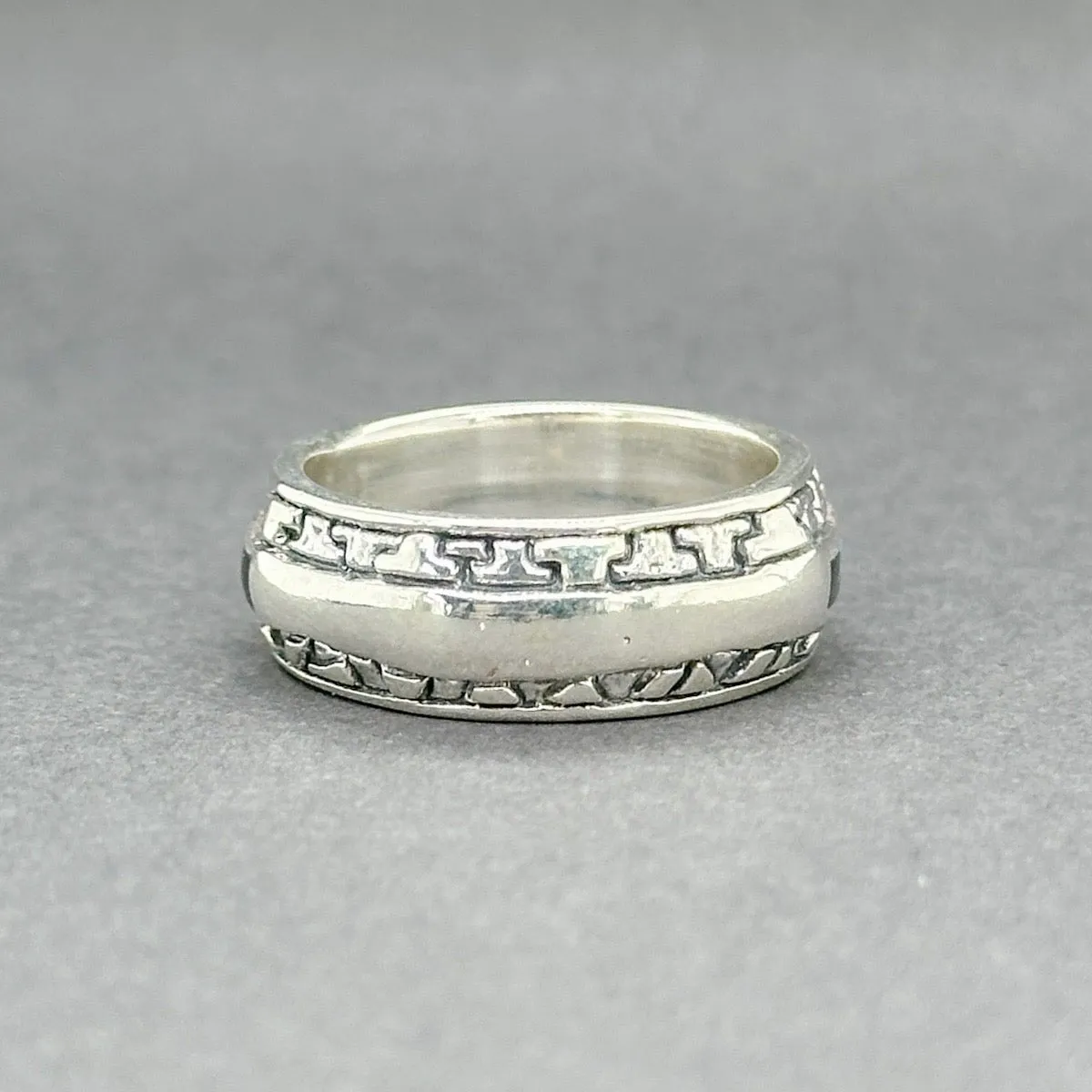 Estate GL Miller SS Opal & Onyx Inlay Ring