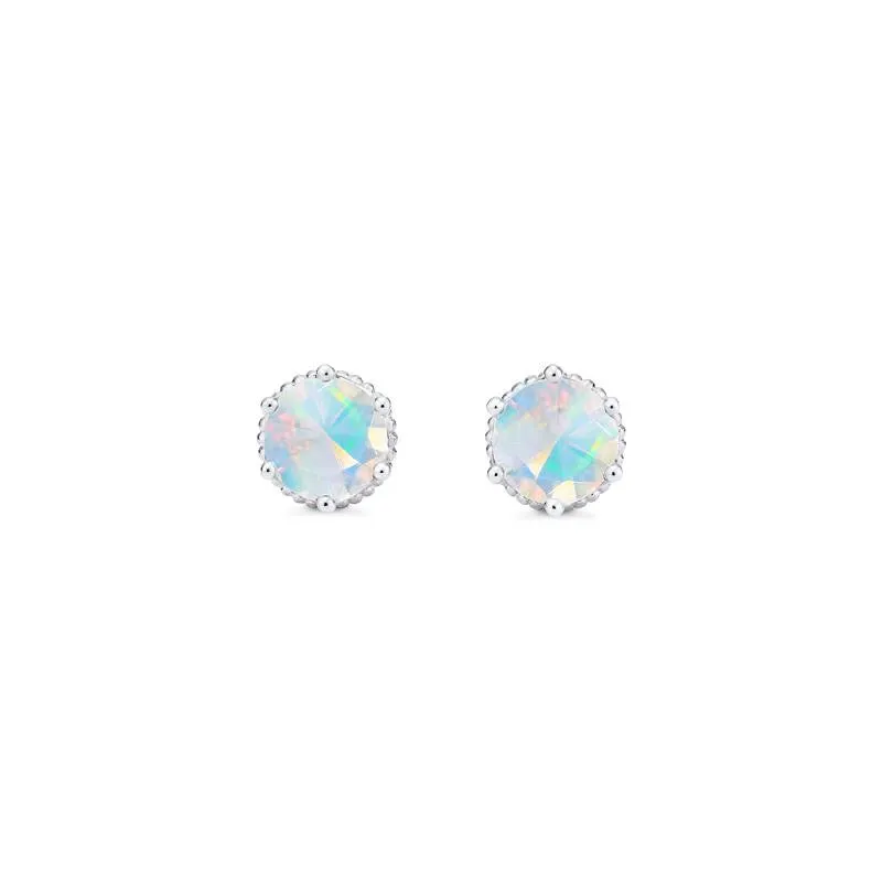 [Evelyn] Vintage Classic Crown Earrings in Opal