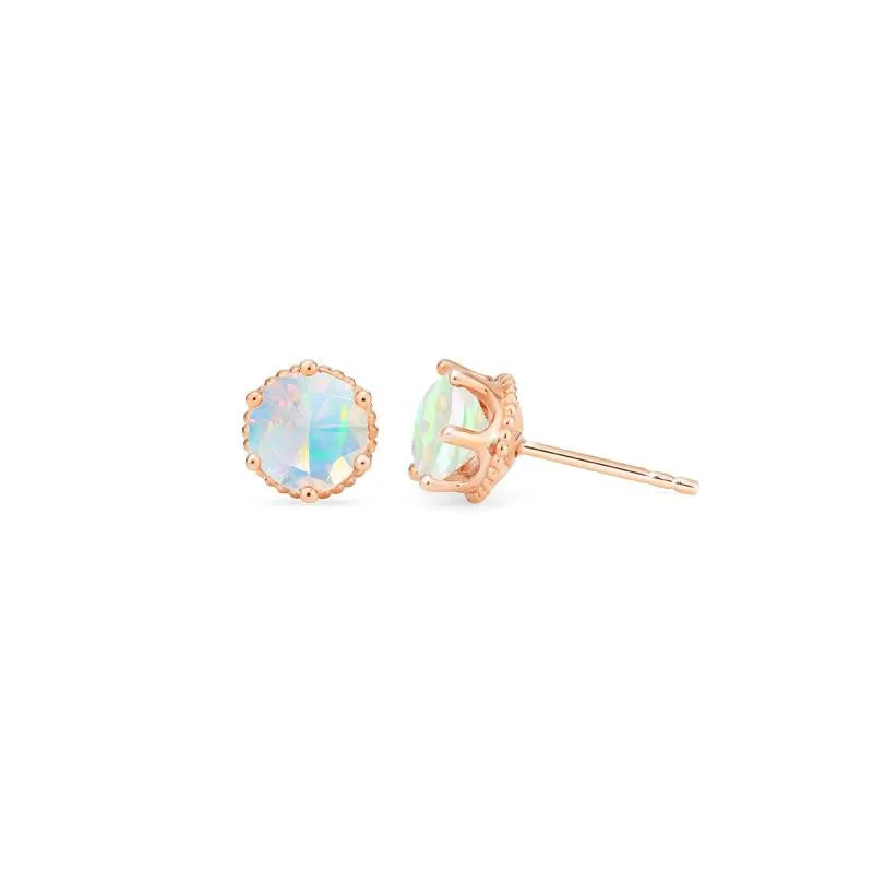 [Evelyn] Vintage Classic Crown Earrings in Opal