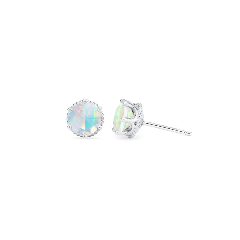 [Evelyn] Vintage Classic Crown Earrings in Opal