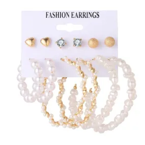 Fashion Gold Pearl Earrings Set
