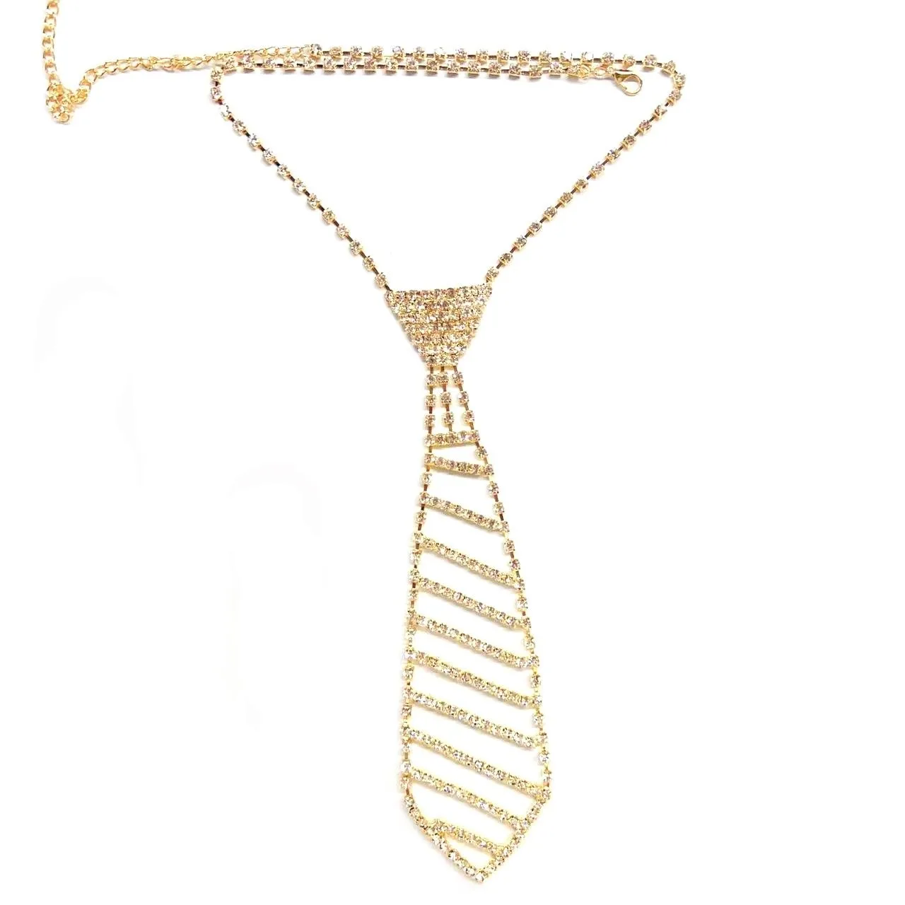 Fashion Luxury Women Shiny Rhinestone Long Necklace Tie Accessories Necklace
