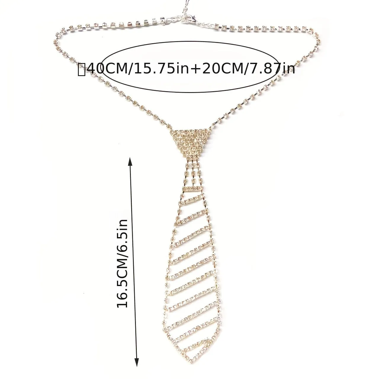 Fashion Luxury Women Shiny Rhinestone Long Necklace Tie Accessories Necklace