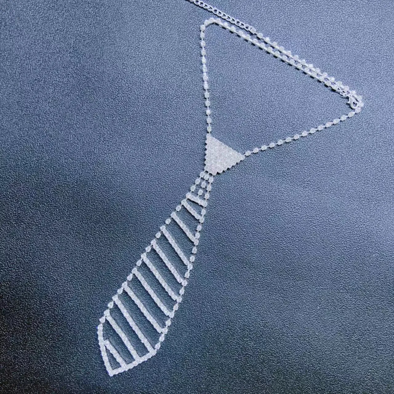 Fashion Luxury Women Shiny Rhinestone Long Necklace Tie Accessories Necklace
