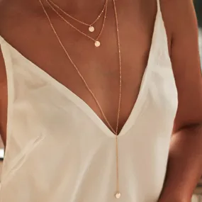 Fdesigner Fashion Layered Long Necklace Coin Pendant Necklaces Chain Charm Necklace Jewelry for Women and Girls