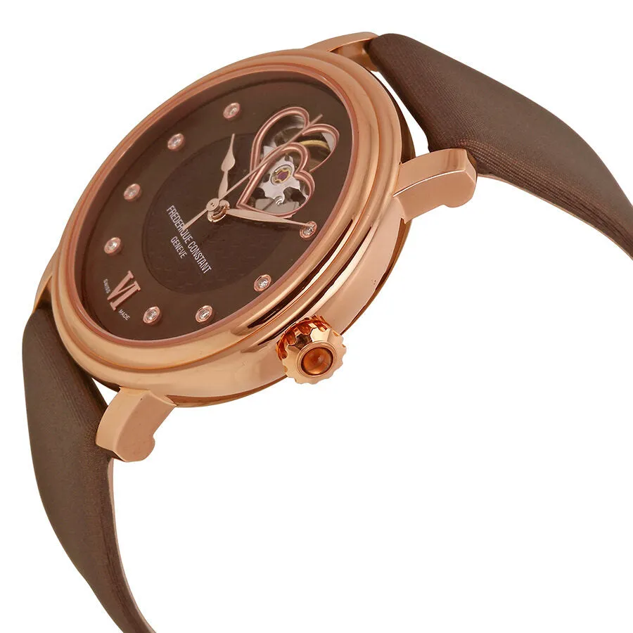 Frederique Constant Double Heart Brown Mother of Pearl Dial Rose Gold-tone Ladies Watch FC-310CDHB3P4