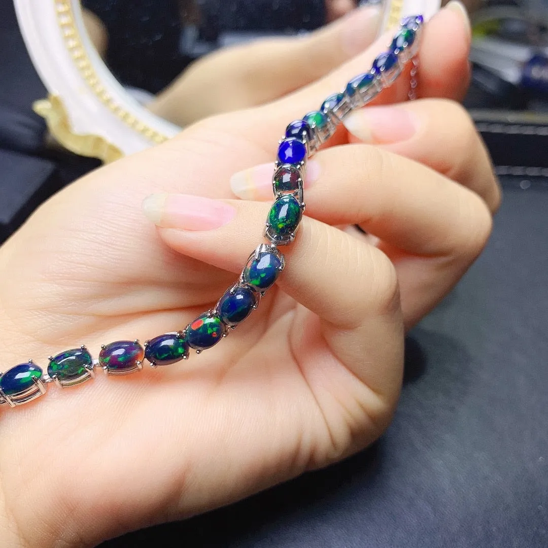 Free shipping on new Christmas Sterling Gems in luxury Female Jewelry Female Silver Silver 925 Female  Opal Bracelet
