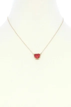 Glitter Heart Charm Necklace