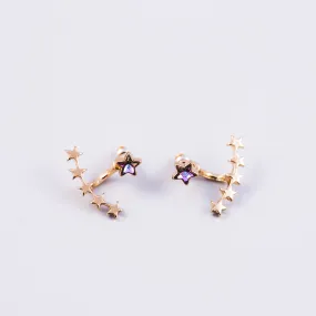 Gold & Purple Crystal Shooting Star Ear Jackets