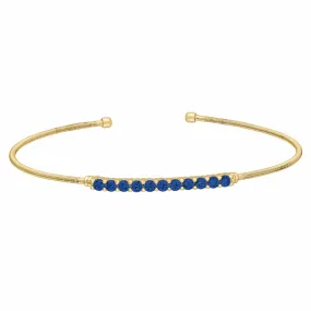 Gold Finish Sterling Silver Cable Cuff Bracelet - LL7032B-G-SAP