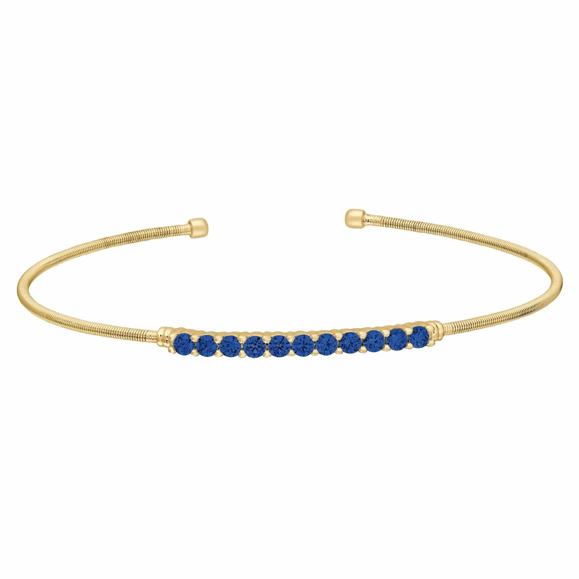 Gold Finish Sterling Silver Cable Cuff Bracelet - LL7032B-G-SAP
