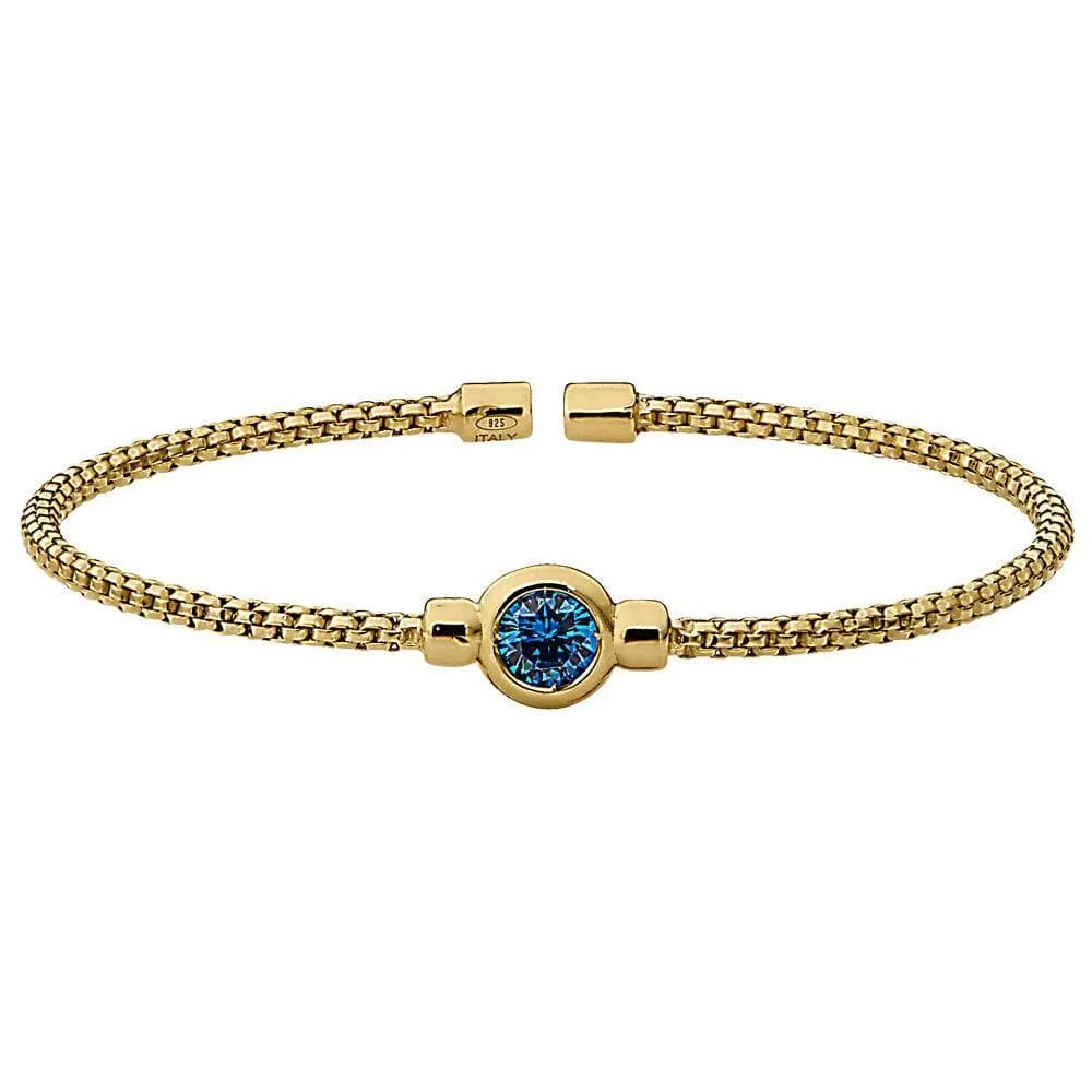 Gold Finish Sterling Silver Rounded Box Link Cuff Bracelet - LL7102B12-G