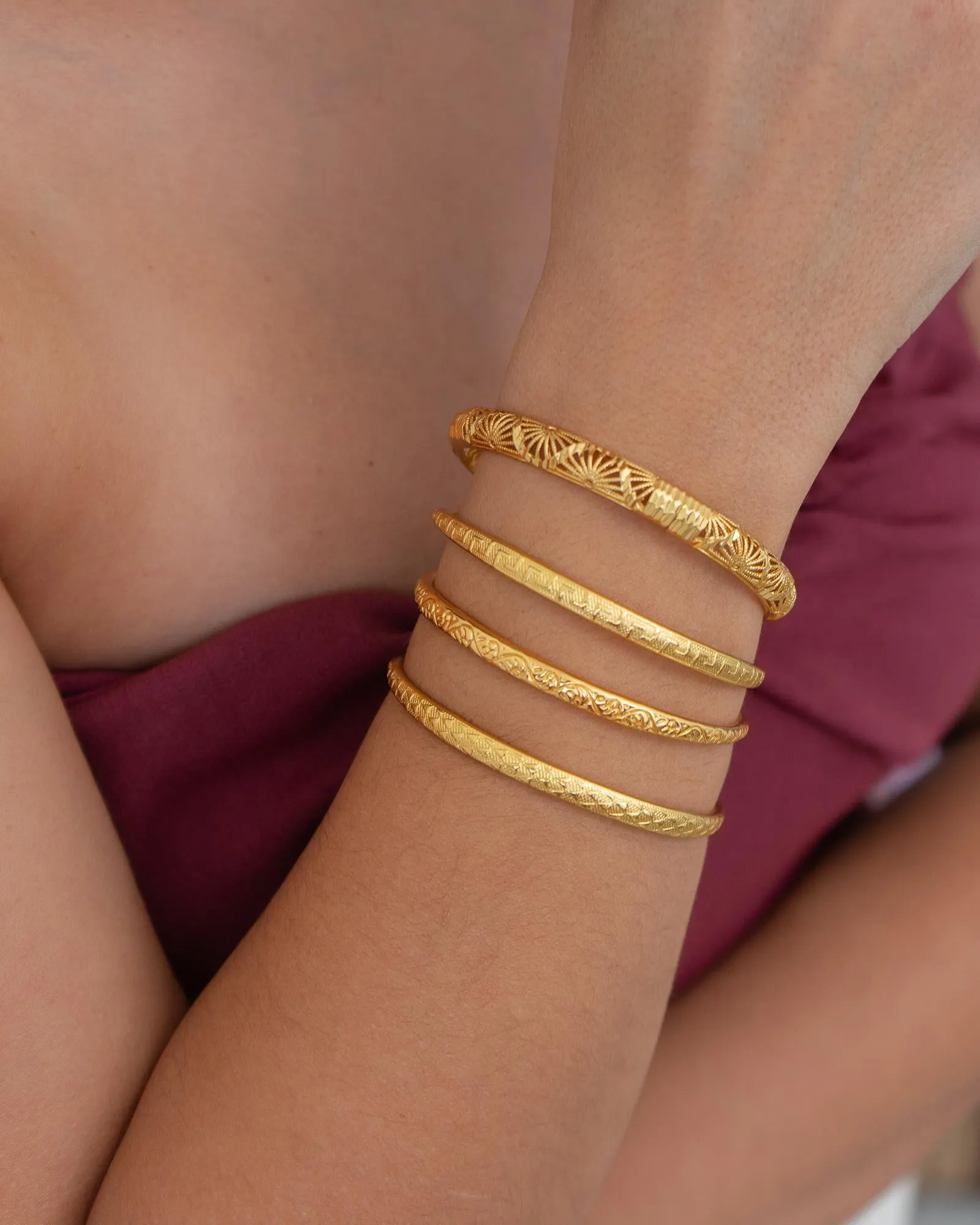 Gold Hammered Bangle