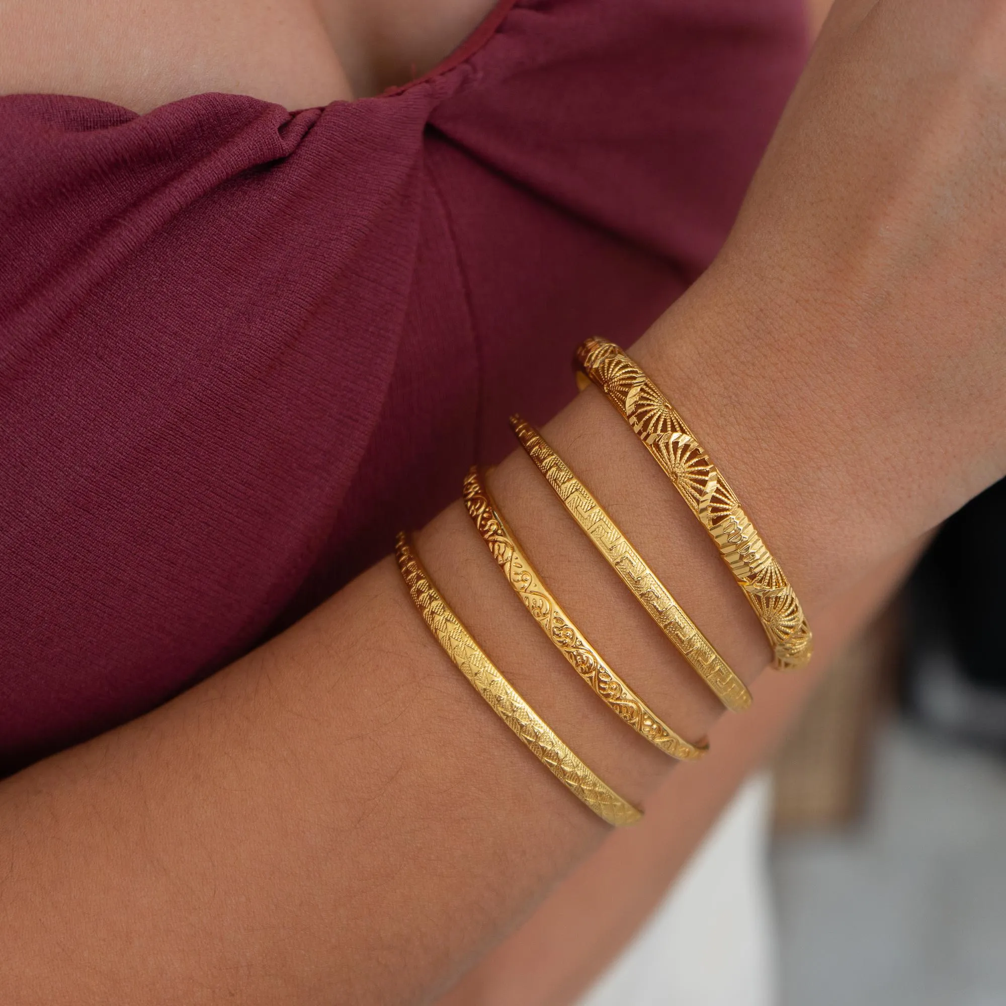 Gold Hammered Bangle