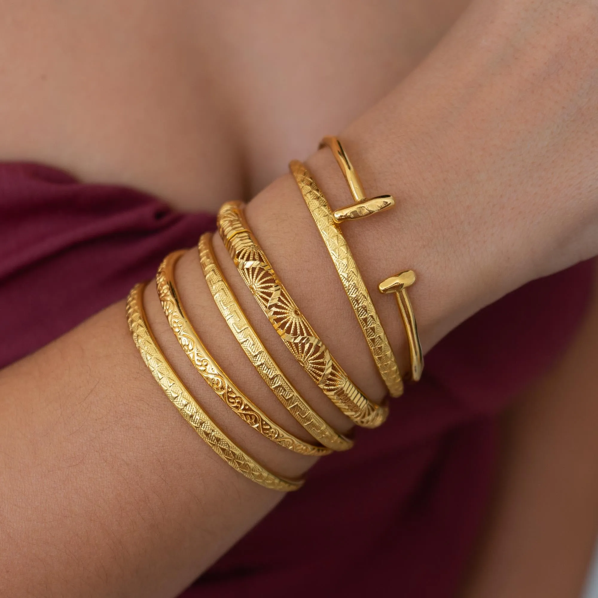 Gold Hammered Bangle