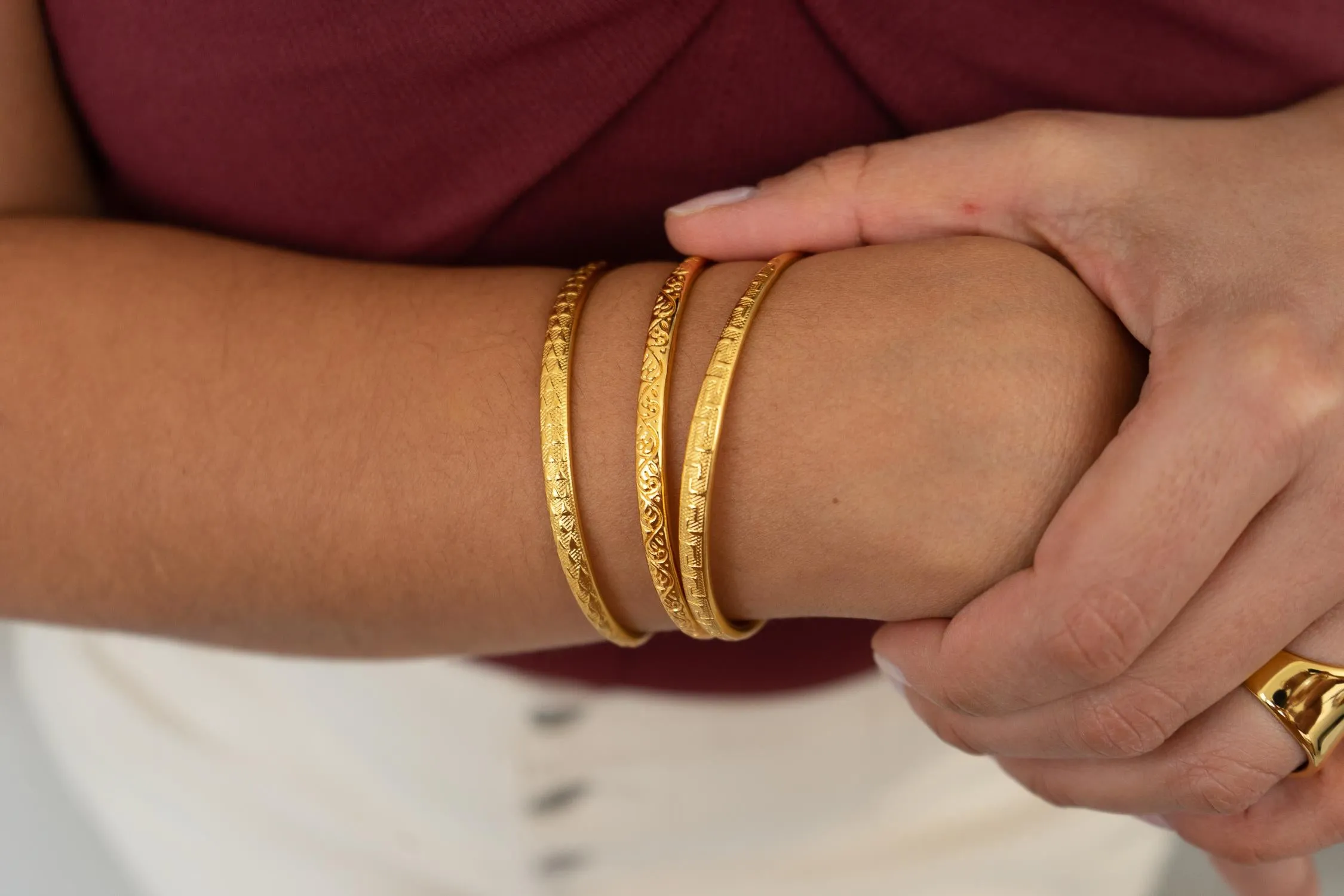 Gold Hammered Bangle
