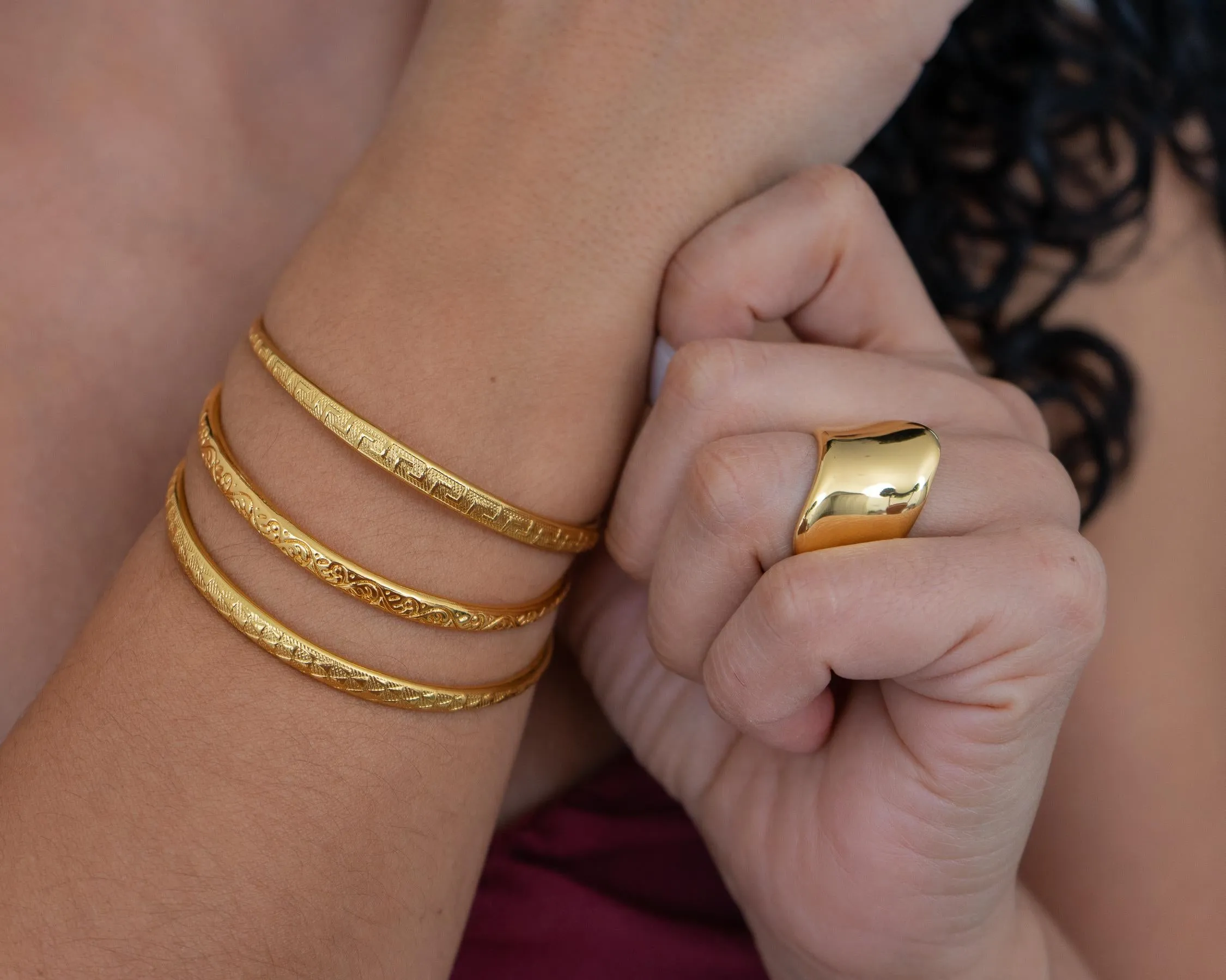 Gold Hammered Bangle