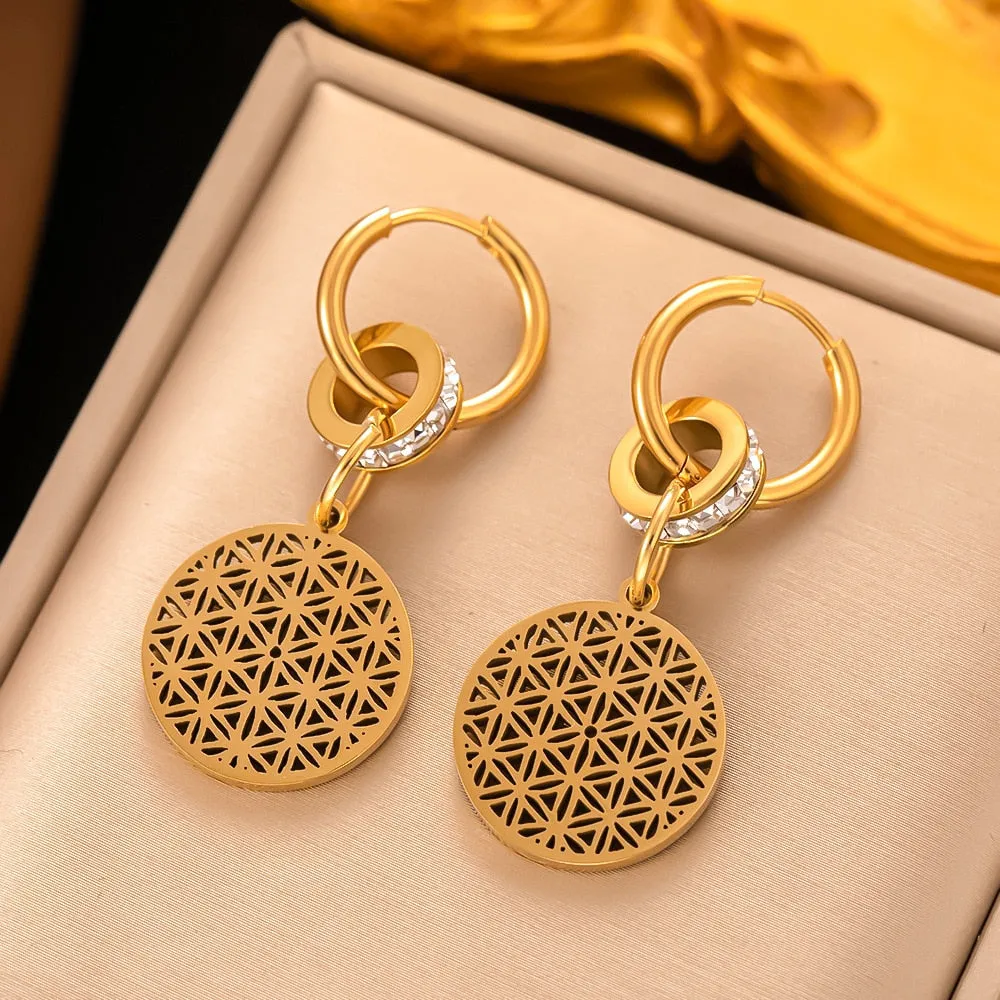 Gold Plated Vintage Punk Turkey Blue Evil Eyes Round Hoop Earrings For Women