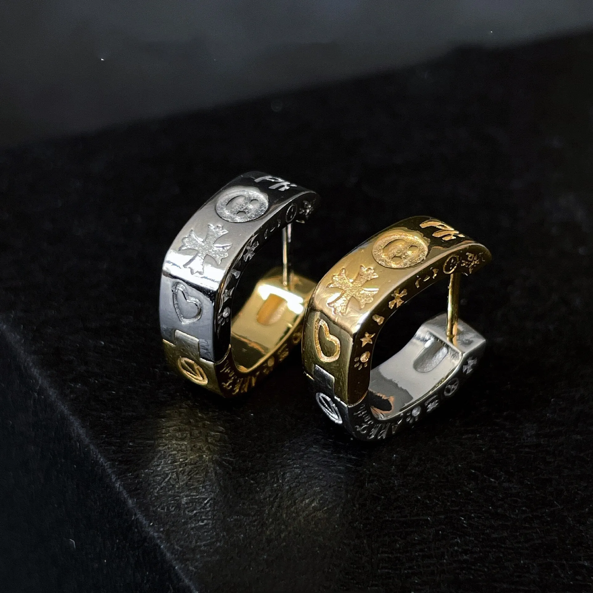 Gold Silver Color Hollow Geometric Square Letter Smile Hoop Earrings For Women
