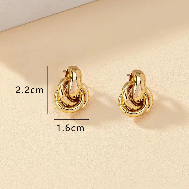 Gold Silver Color Knot Hoop Earring For Women Shiny Plating