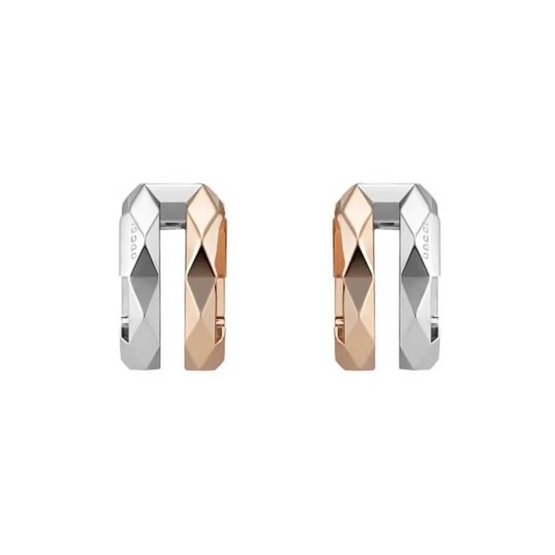 Gucci Link to Love 18ct Rose and White Gold Double Hoop Earrings