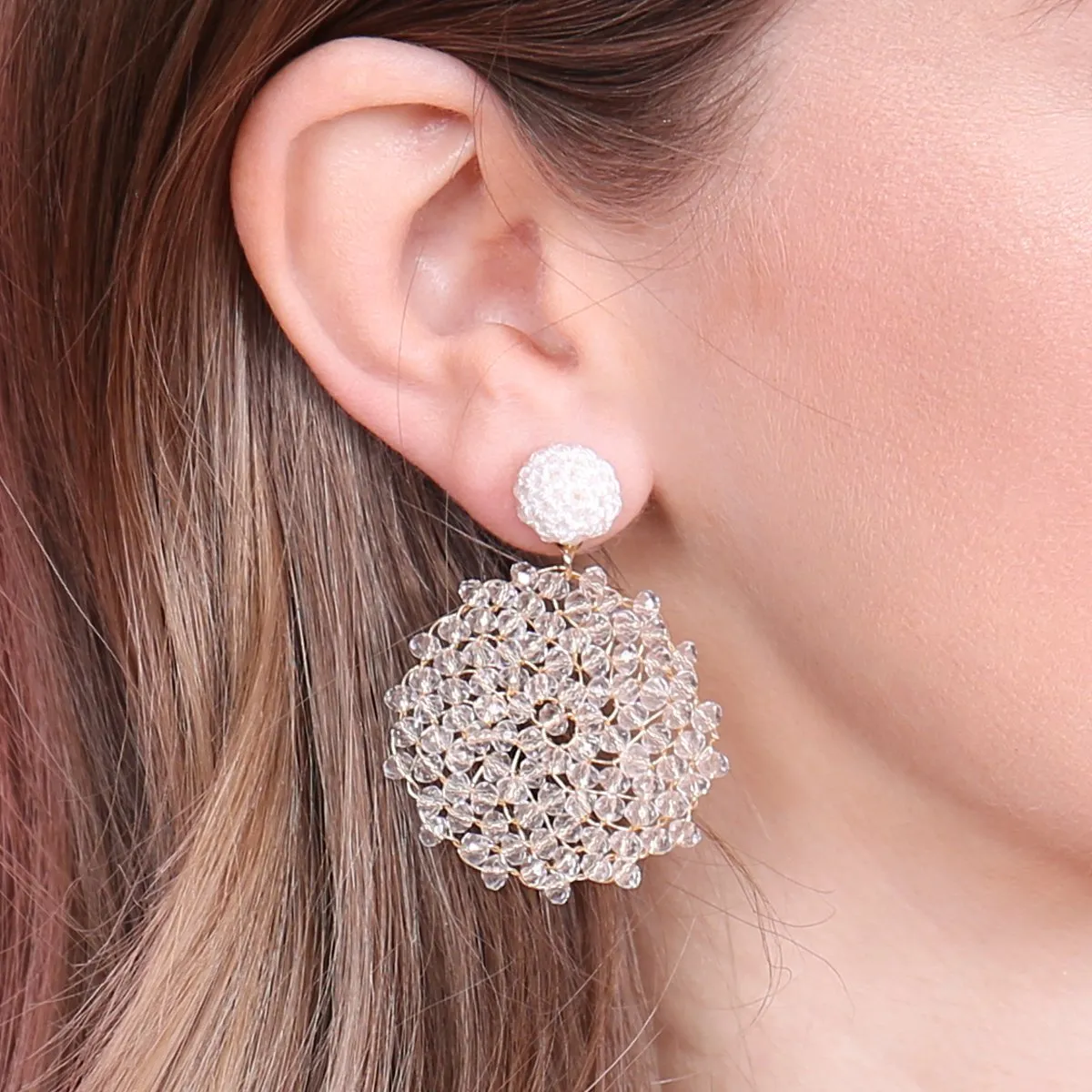 Hde2596 - Swirl Pattern Rondelle Drop Earrings