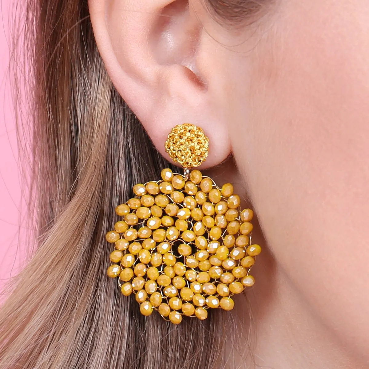 Hde2596 - Swirl Pattern Rondelle Drop Earrings