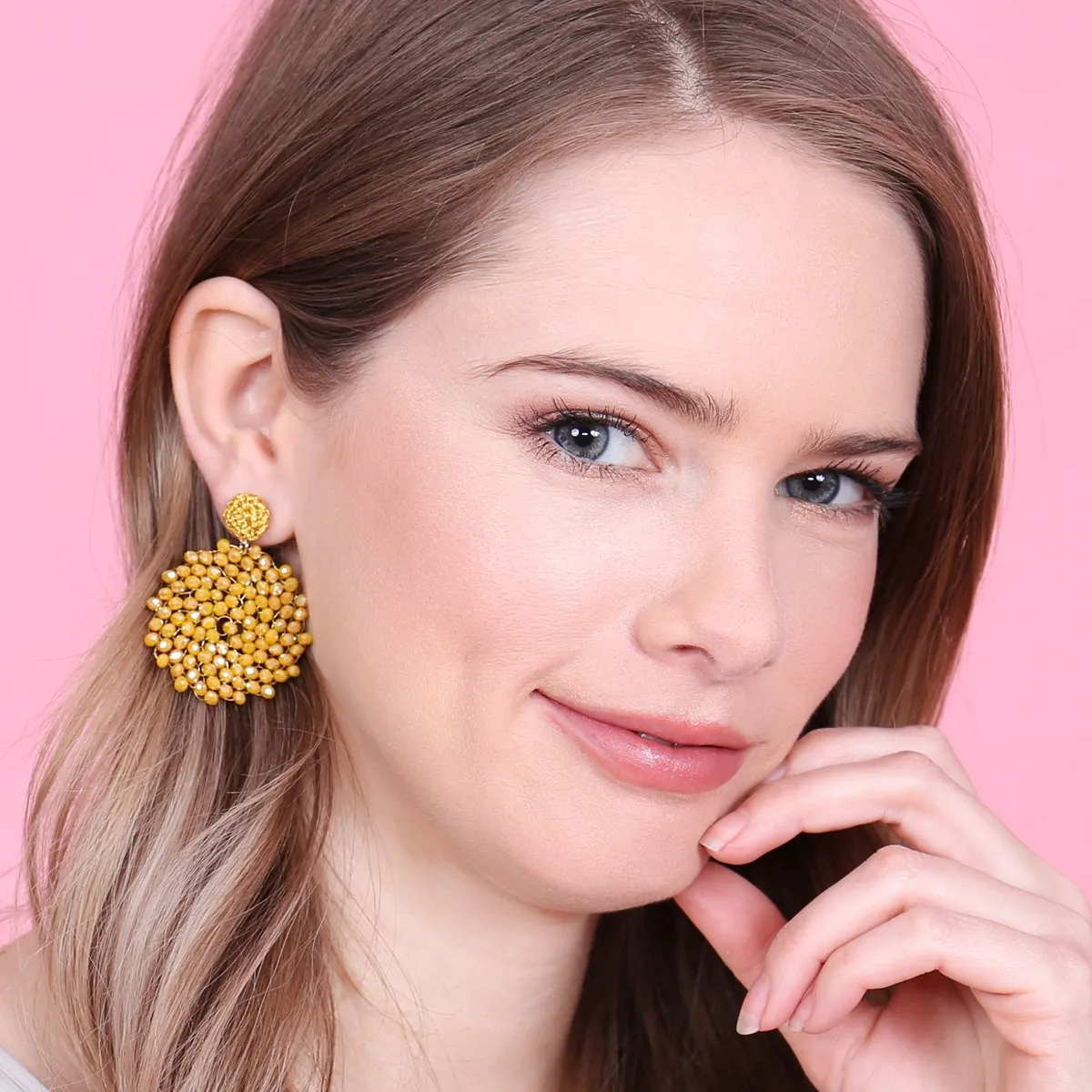 Hde2596 - Swirl Pattern Rondelle Drop Earrings