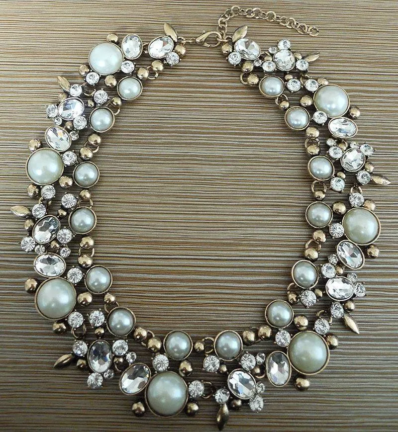 Indian Large Collar Chokar Necklace with Crystal Rhinestone Necklace for Women