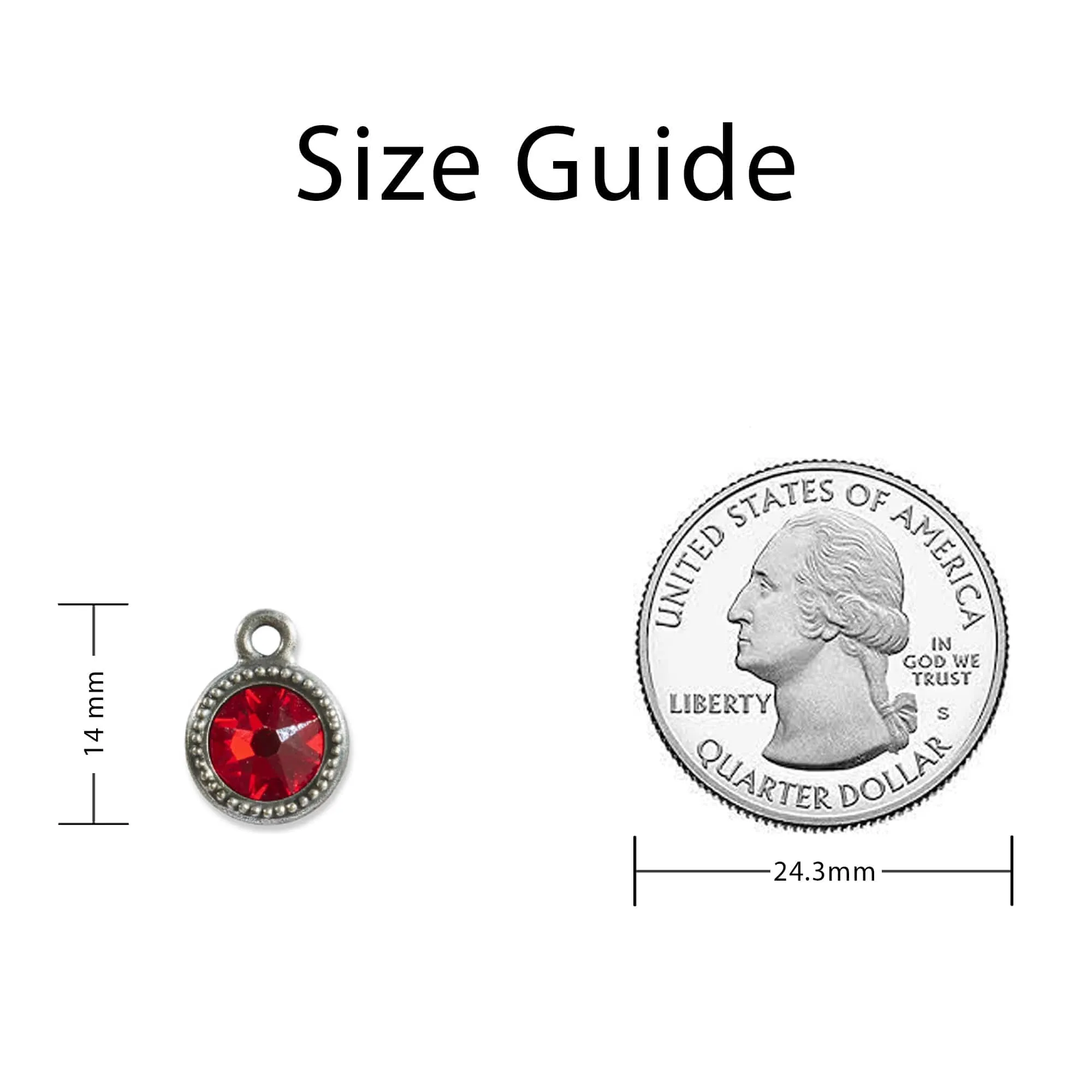 July Birthstone Red Crystal Charm