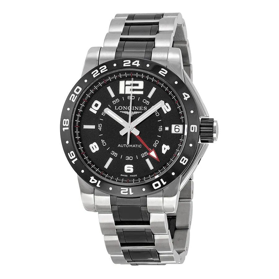 Longines Admiral GMT Black Dial Steel and Ceramic Men's Watch L3.669.4.56.7