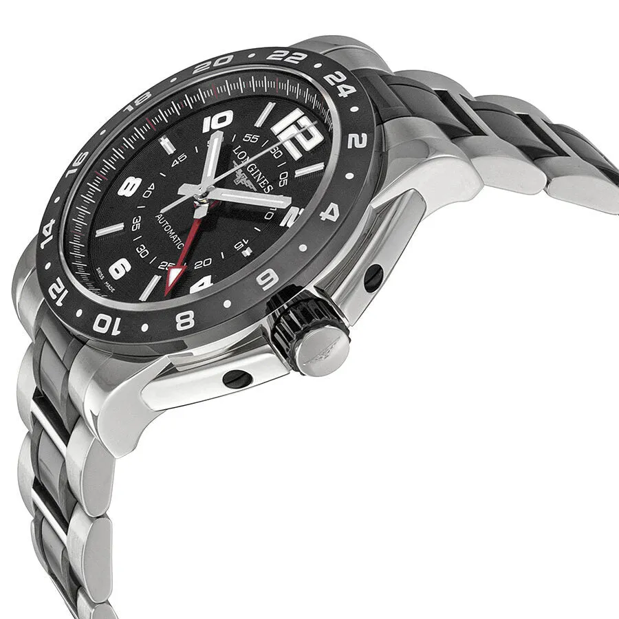 Longines Admiral GMT Black Dial Steel and Ceramic Men's Watch L3.669.4.56.7