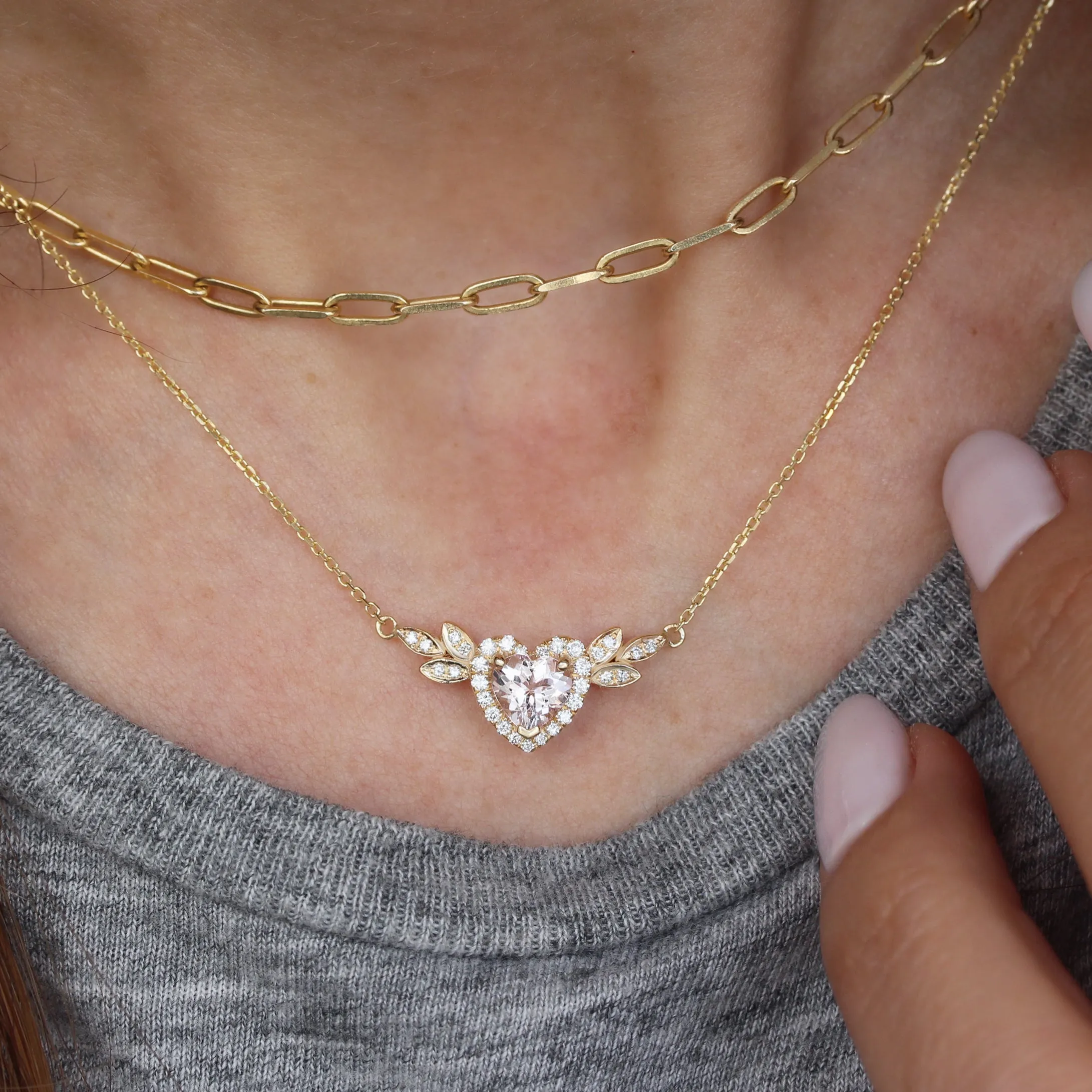 Love Blossom Morganite Pendant Necklace