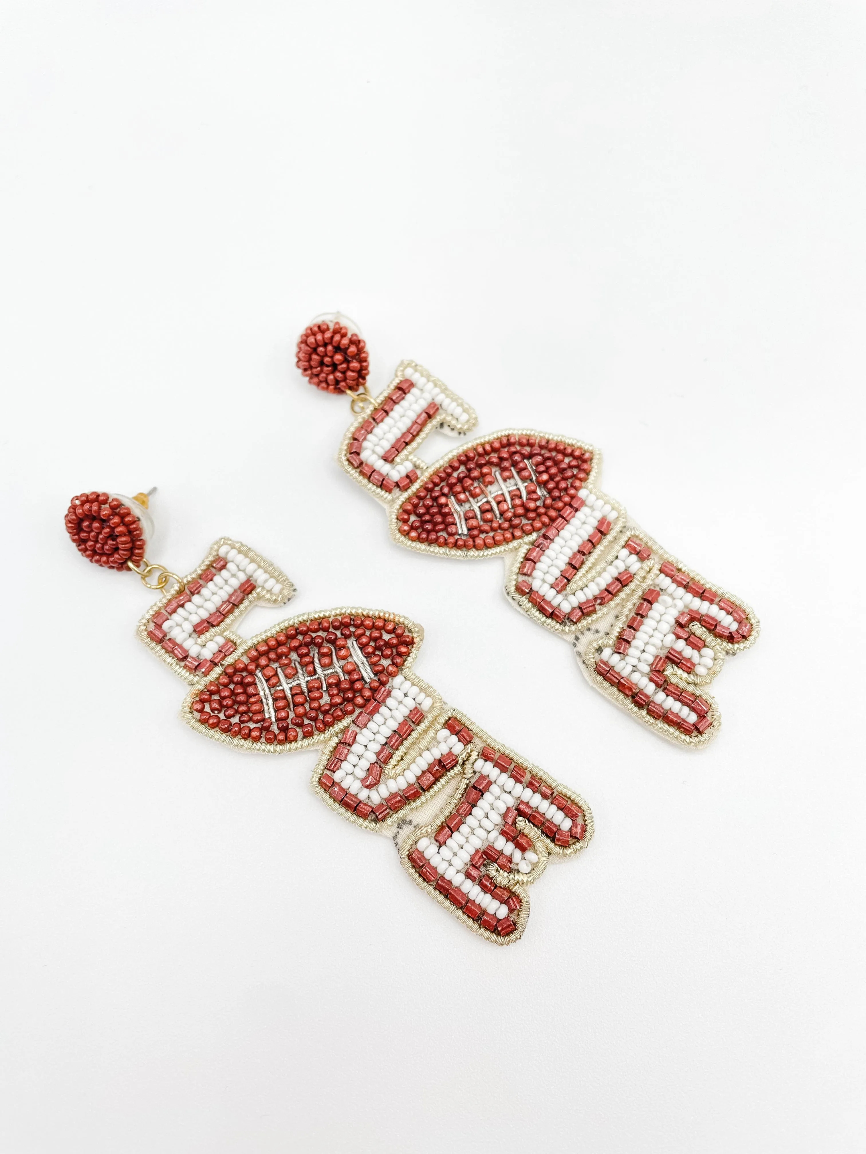 Love Football Beaded Earrings