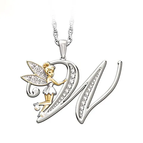 Lovely Crystal 26 letters Flower Fairy Necklaces