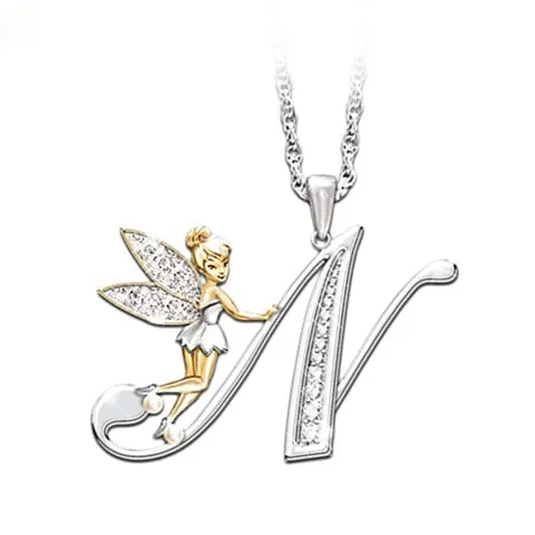 Lovely Crystal 26 letters Flower Fairy Necklaces
